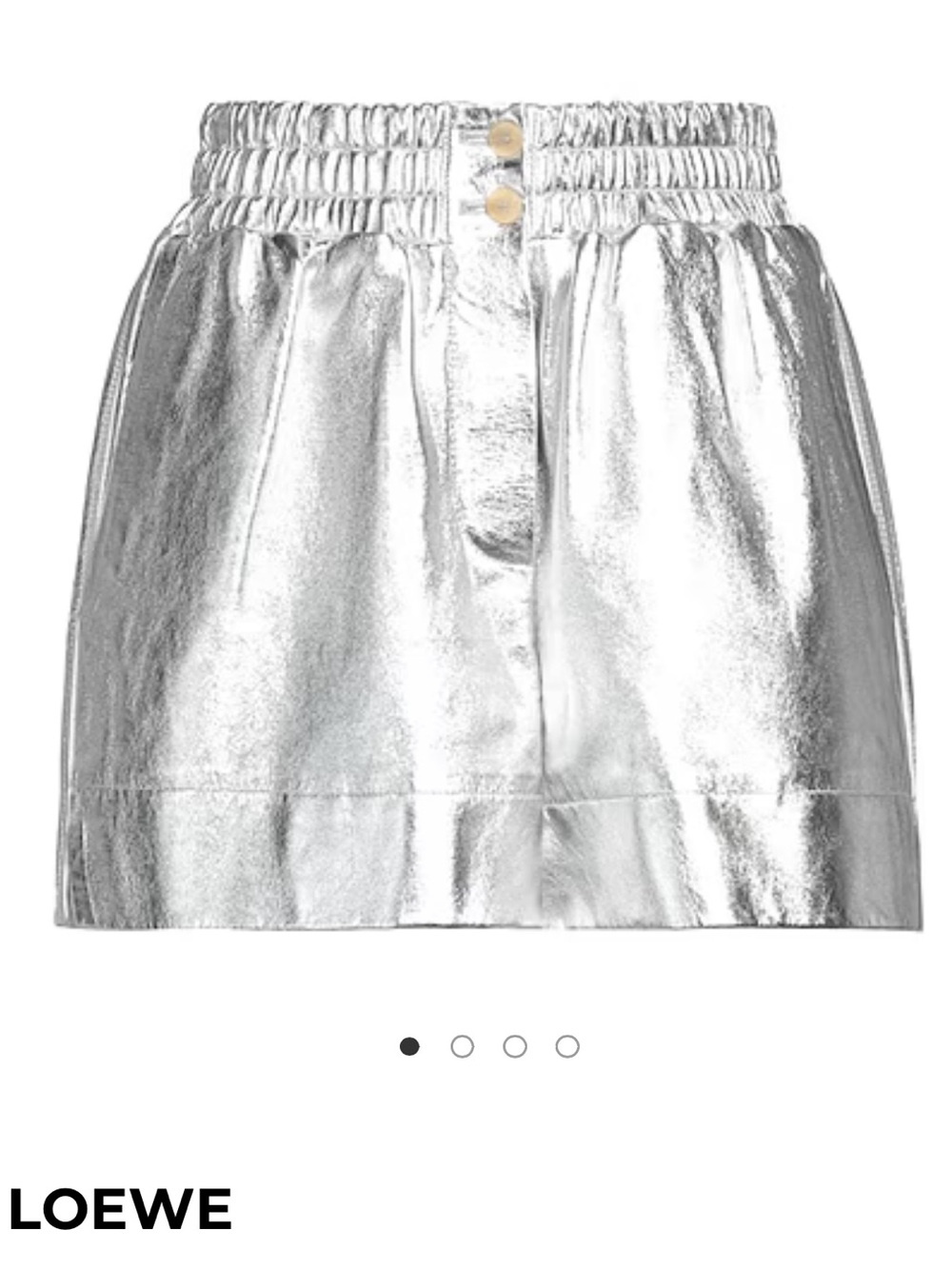 Loewe Silver Metallic Shorts with Elastic Waist Medium $2299